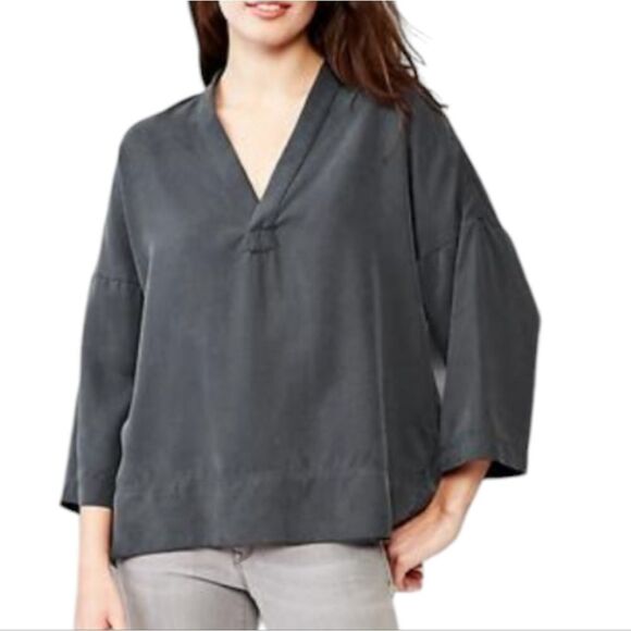 GAP Tops - Gap Gray Distressed Lyocell Blouse
